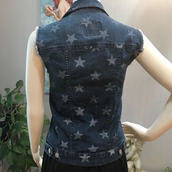 Rock & Republic Gunshow Stars Denim Vest Blue Sz XS - Picture 5 of 16